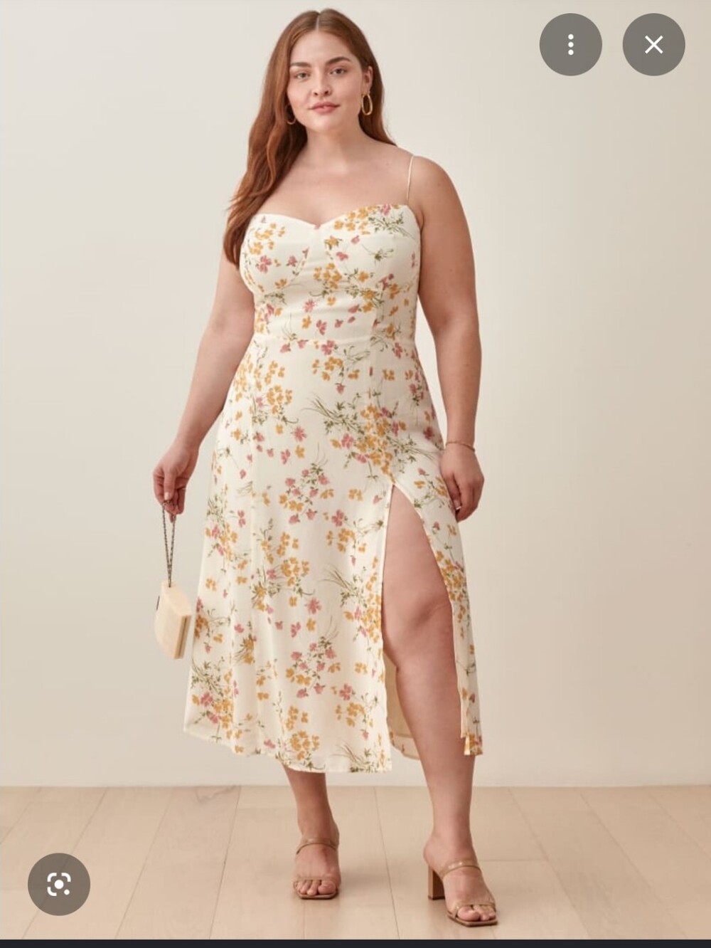 Reformation Juliette Strapless Floral Midi Dress in Floral Cream